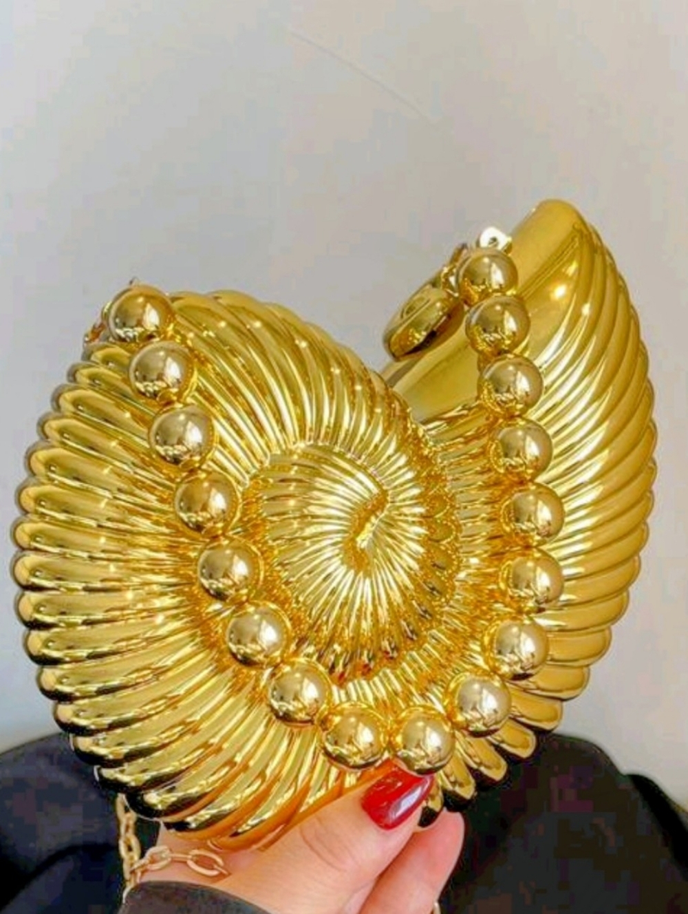 Gold Shell Spiral Evening Crossbody Or Hand Bag - Women